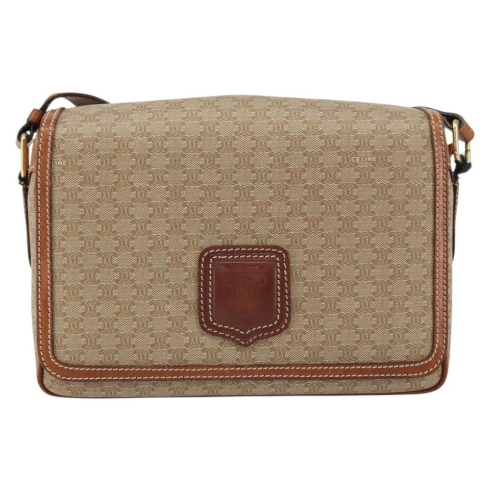 Authentic CELINE Macadam Canvas Shoulder Bag PVC Beige Gold - Picture 9 of 16